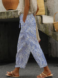 Vintage Lace Floral Embroidery Women's Linen Pant elevenforest