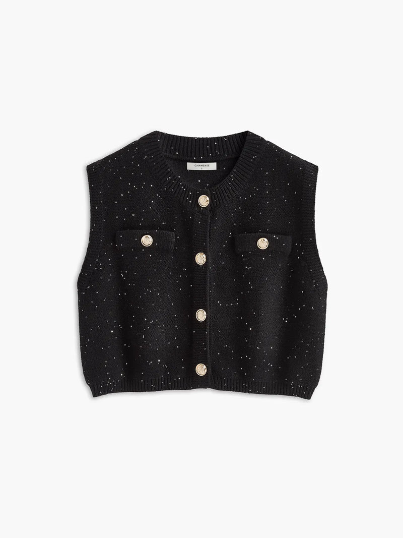 Polka Dot Decor Button Sweater Vest