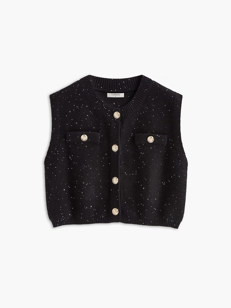 Polka Dot Decor Button Sweater Vest