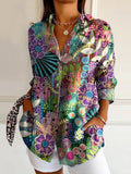 Women's Art Painting Hippie Print Long Sleeve Shirt