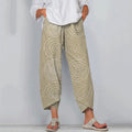 Comstylish Women's Retro Abstract Geometric Art Print Cotton And Linen Casual Pants