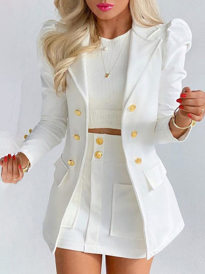 Printed Princess Sleeve Commuter Slim Skirt Suit New Style