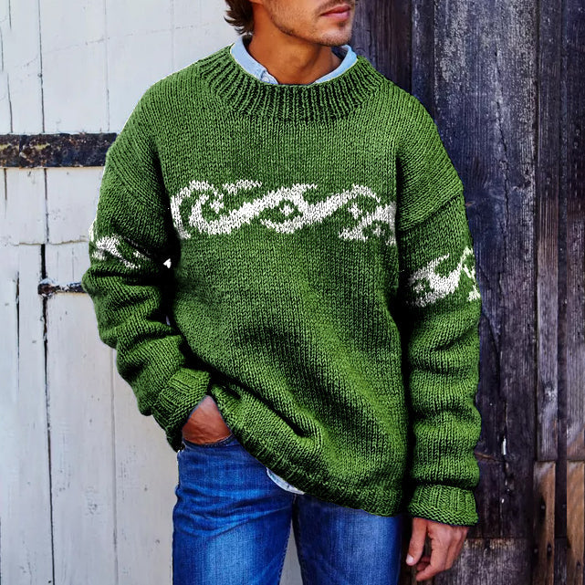 Vintage Mens Surf Jacquard Knit Sweater elevenforest