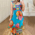 Resort Crochet Floral Print Maxi Dress elevenforest