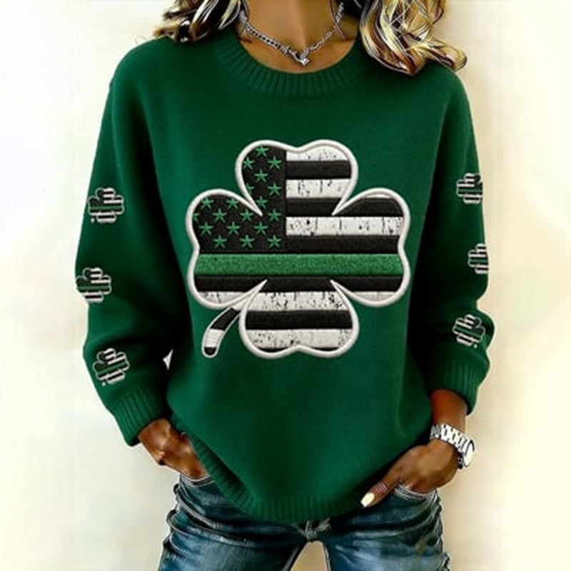 Comstylish Women's St. Patrick's Day Shamrock Print Sweatshirt