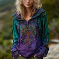 Women's Vintage Viking Tree Of Life Comfortable Warm Zip Hoodie elevenforest