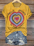 Hippie Peace Art Print Casaul Short Sleeve T-shirt