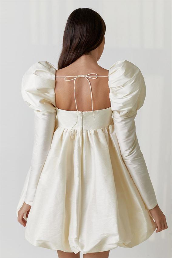 Puff Sleeve Square Neck Mini Dress