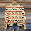 Halloween Pumpkin Cat Print Knitted Pullover Sweater artswardrobe