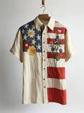 Vintage Flag Inspired Floral Embroidered Linen Shirt elevenforest