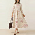 Comstylish Japanese Retro Cherry Blossom Print Art Comfy Maxi Dress
