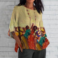 Comstylish Women's Juneteenth African Celebration Art Print Linen Blend T-shirt