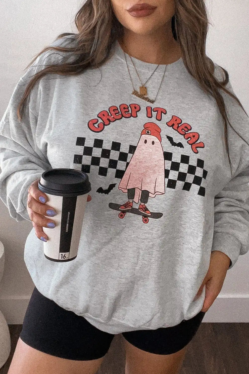 Spooky Ghost Print Sweatshirt
