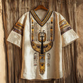 Ancient Egyptian Ankh Inspired V Neck Linen T Shirt elevenforest