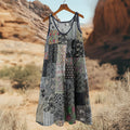 Japanese Traditional Sashiko Patchwork Art Linen Tank Dress elevenforest