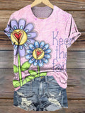 Women's Hippie Art Painting Print T-Shirt