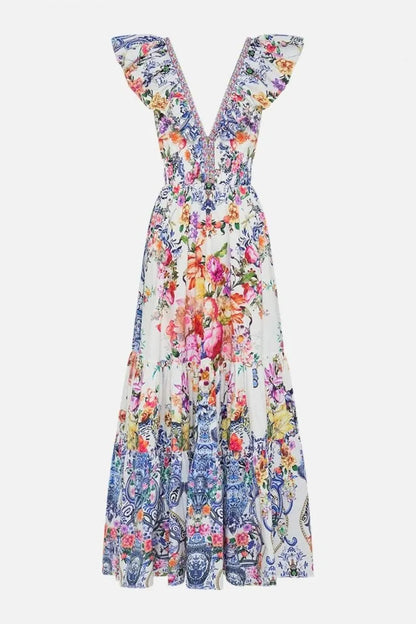 June Printed Ruffle Maxi Dress