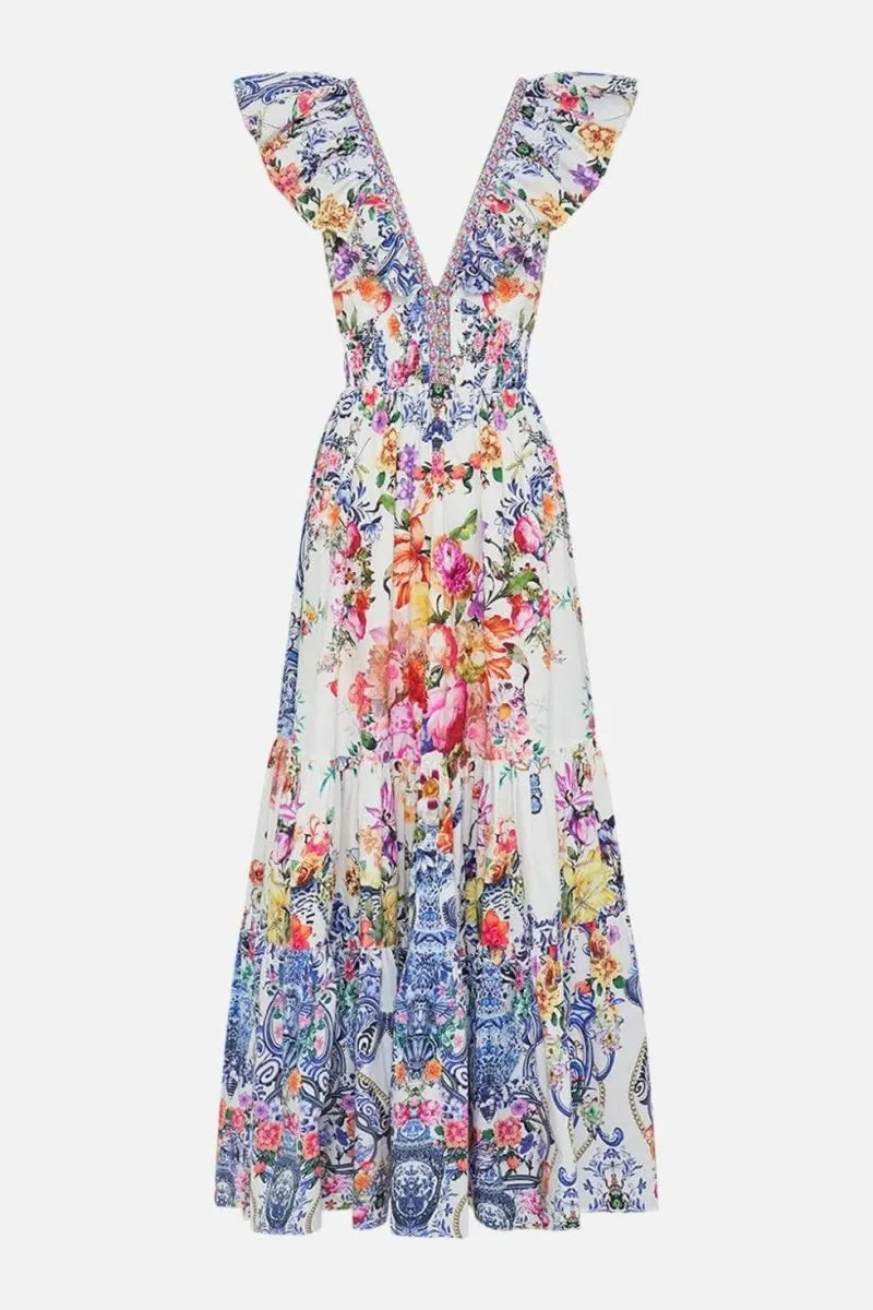 June Printed Ruffle Maxi Dress