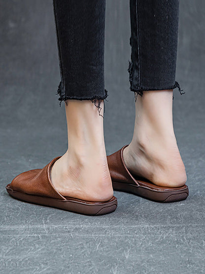 Summer Leather Flat Slippers Fd052