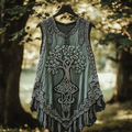Boho Viking Tribal Celtic Knot Life Of Tree Patchwork Art Sleeveless Tank Top elevenforest