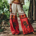 Women's Floral Embroidered Loose Linen Blend Pants elevenforest