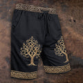 Men's Vintage Viking Tree Of Life Art Cotton And Linen Shorts elevenforest
