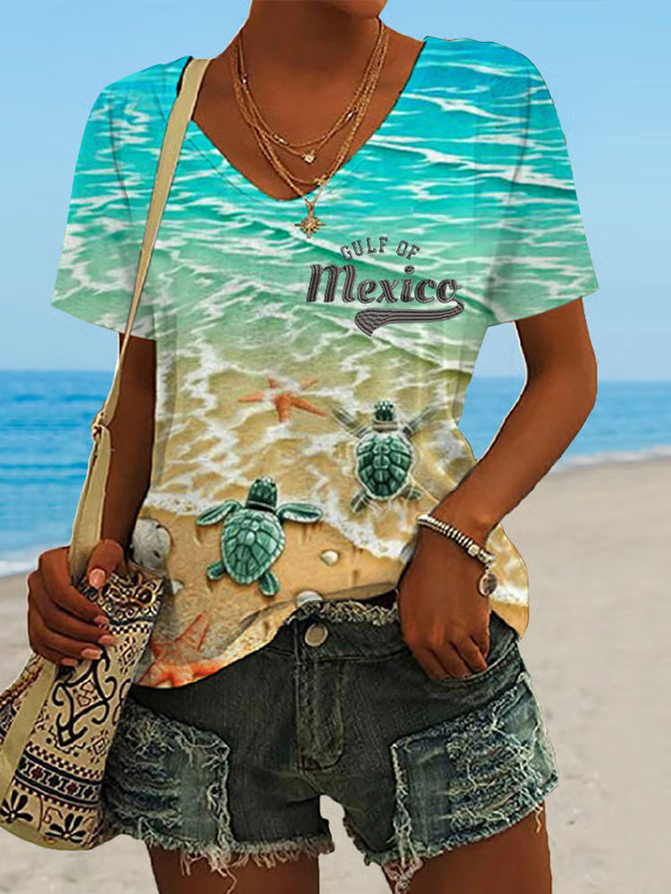 Comstylish Women's Gulf Of Mexico Print T-shirt