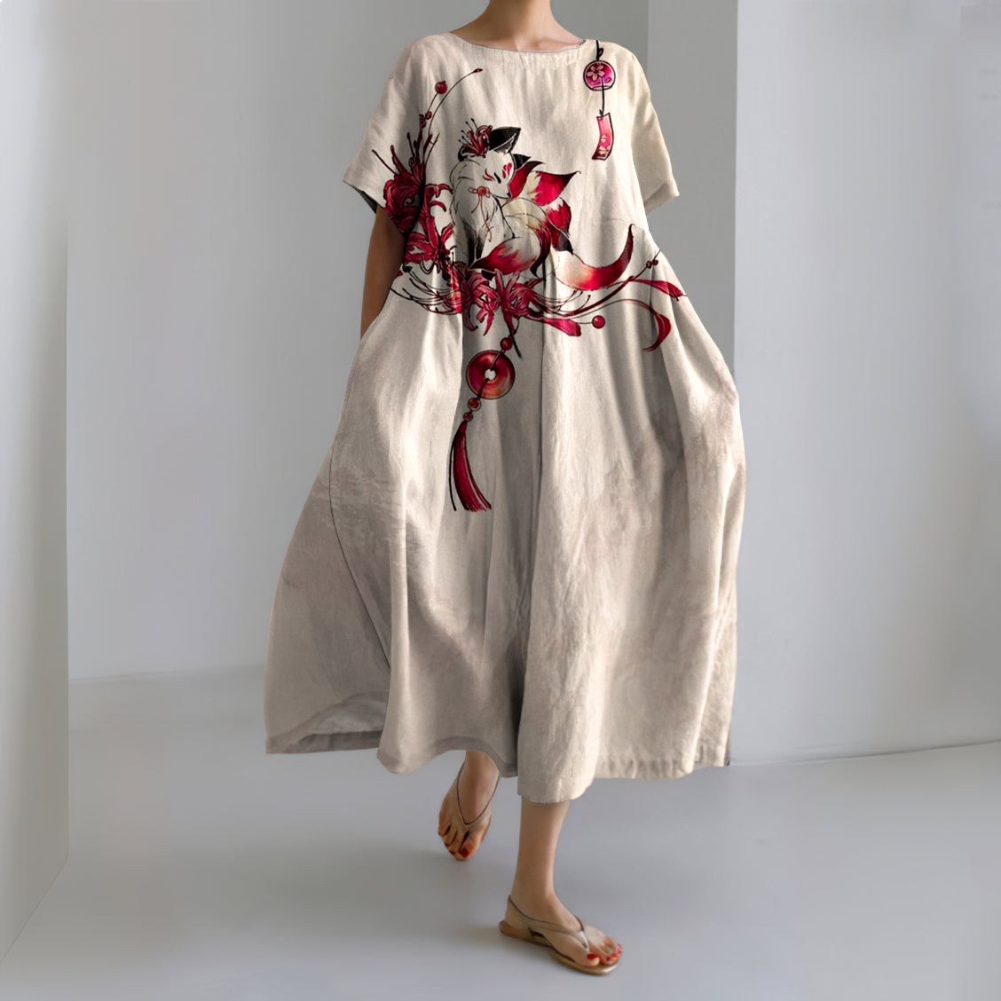 Women'S Elegant Fox Art Pattern Dress elevenforest