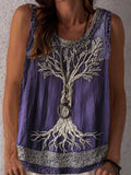 Tree Of Life Lace Embroidered Women's Linen Tank Top elevenforest