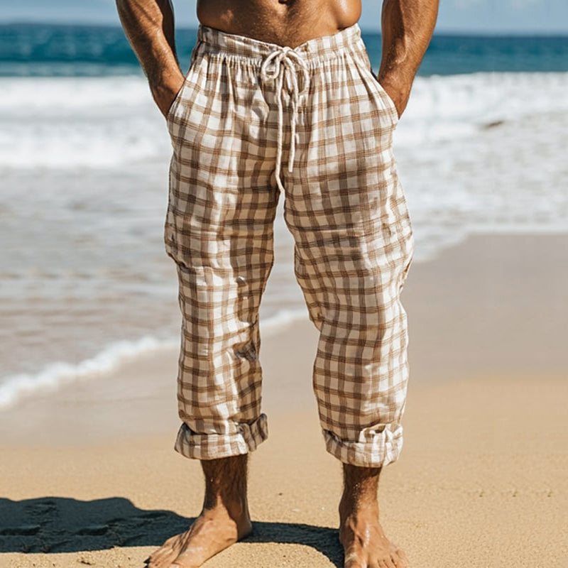 Men's Casual Cotton And Linen Trousers With Pockets elevenforest