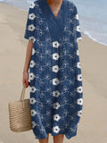 Flower Embroidery Pattern Linen Blend Dress elevenforest