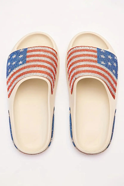 Glamorous American Flag Rhinestone Slippers