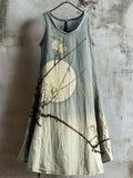 Plum Blossom Moon Gradient Japanese Linen Tank Dress elevenforest