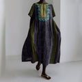 Vintage Tribal Print Women's Linen Dress elevenforest