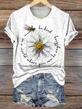 Dragonfly Floral Pattern Art Print Casaul Short Sleeve T-shirt