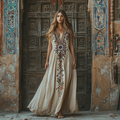 Women Fashion Ethnic Floral Art Sleeveless Dress elevenforest
