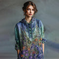 Women's Oil Painting Floral Contrast Color Sequined Button Hoodie elevenforest