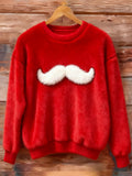 Comstylish Christmas Santa Claus Beard Embroidered Sweater
