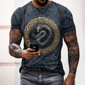 Men's Viking Tribal Pattern Crew Neck Casual T-shirt elevenforest