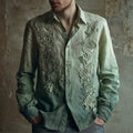 Men's Lace Floral Embroidered Vintage Linen Blouse elevenforest