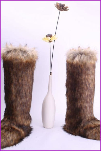 [pre-] 12 Colors Faux Fur Over Knee Boots F373