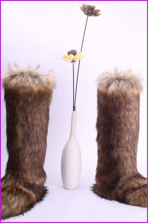 [pre-] 12 Colors Faux Fur Over Knee Boots F373