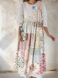 Vintage Cottagecore Floral Patchwork Pinafore Midi Dress elevenforest