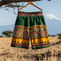 Men's Juneteenth Tribal Geometric Black Pride Art Casual Linen Shorts elevenforest