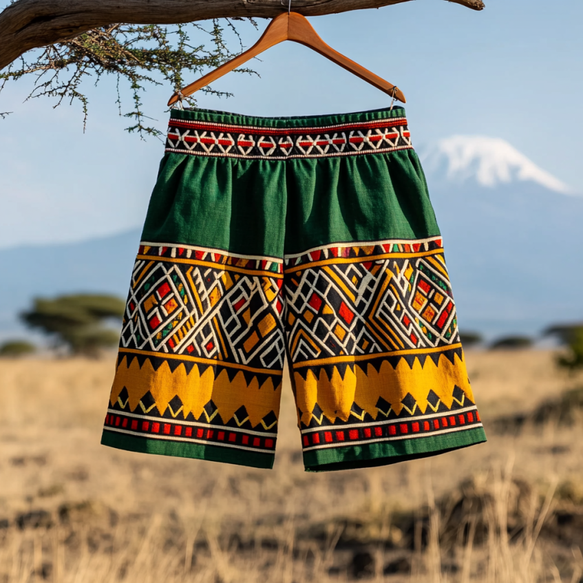 Men's Juneteenth Tribal Geometric Black Pride Art Casual Linen Shorts elevenforest