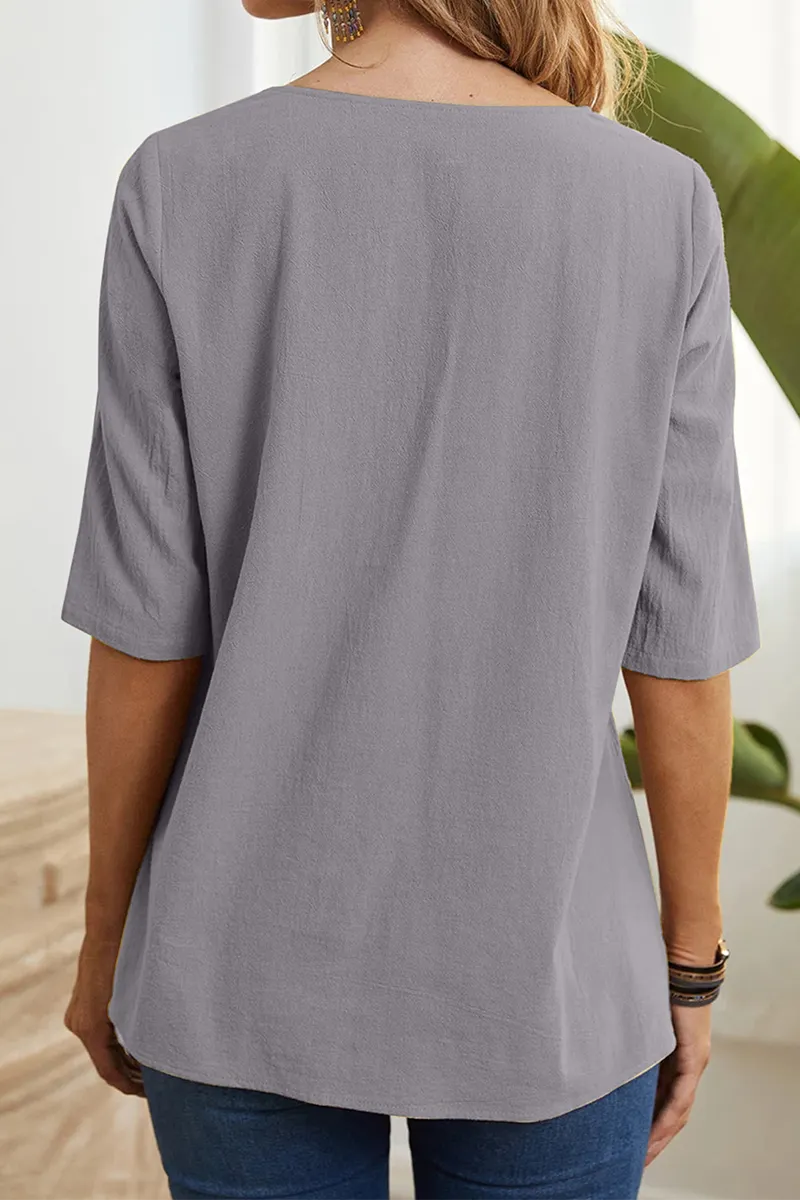Slit O Neck T-shirts(6 Colors)