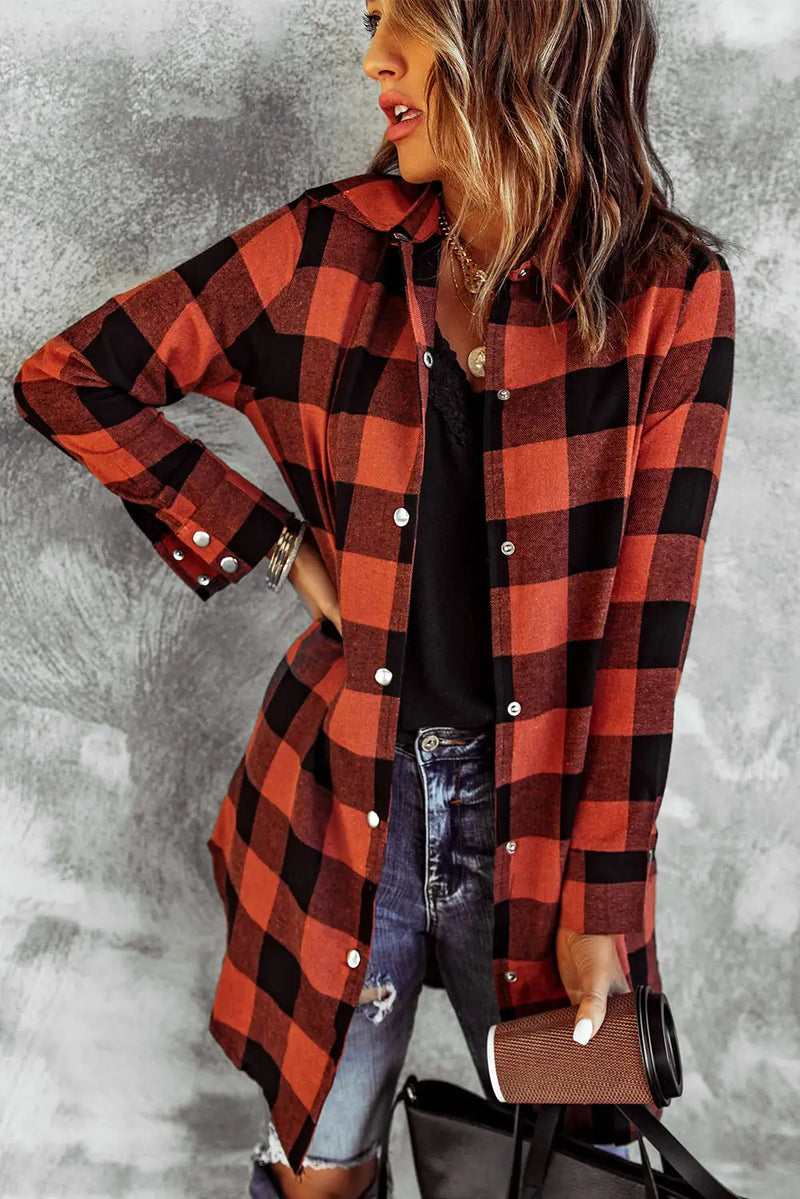 Red Plaid Shirt Coat