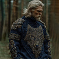 Men's Vintage Viking Wolf Pattern Knit Pullover Sweater elevenforest