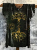 Big Tree Graphic Art Print Cotton Crew Neck T-Shirt