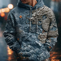 Japanese Dragon & Ocean Art Men's Hooded Sweatshirt elevenforest